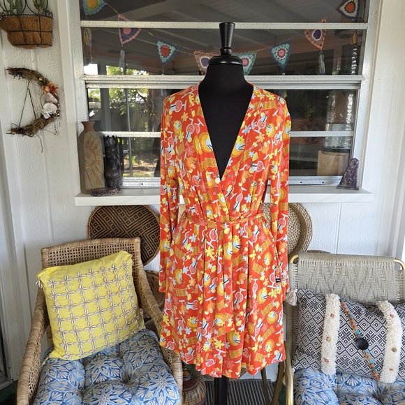 MeUndies XS / S Tropical Vibrant Floral Robe Tiki Resortwear Vacation Soft - Picture 5 of 14